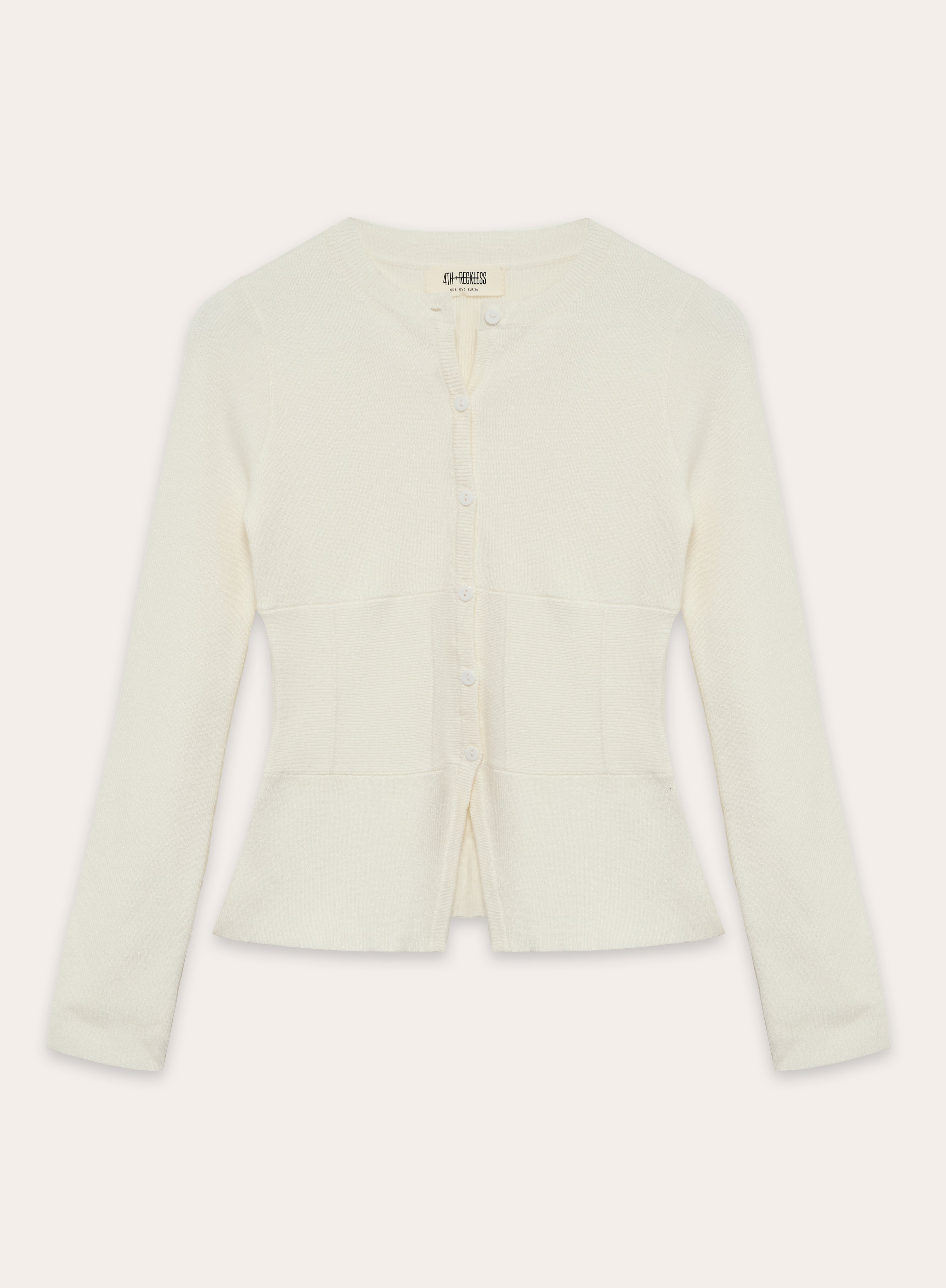 Cream Cinched Waist Knitted Cardigan